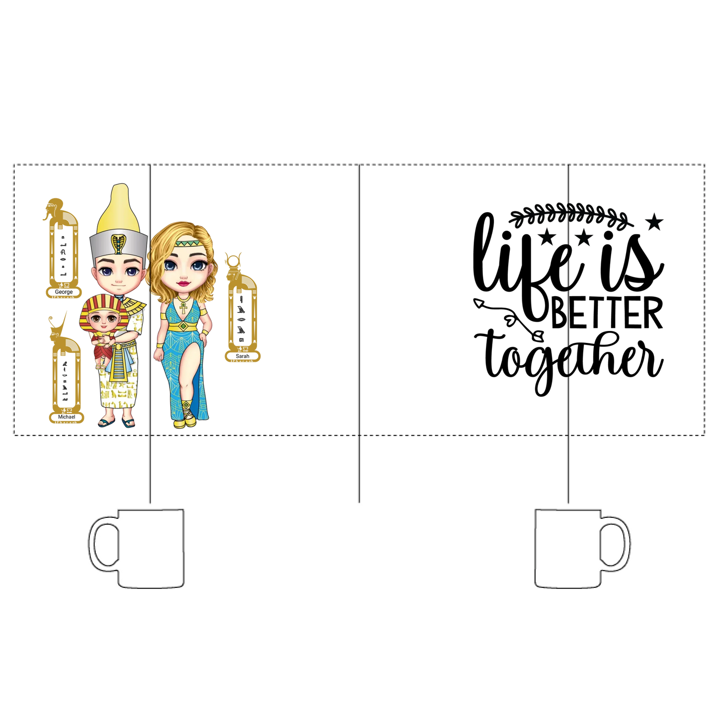 White Glossy Mug | Custom Egyptian Hieroglyph Newborn Blessing