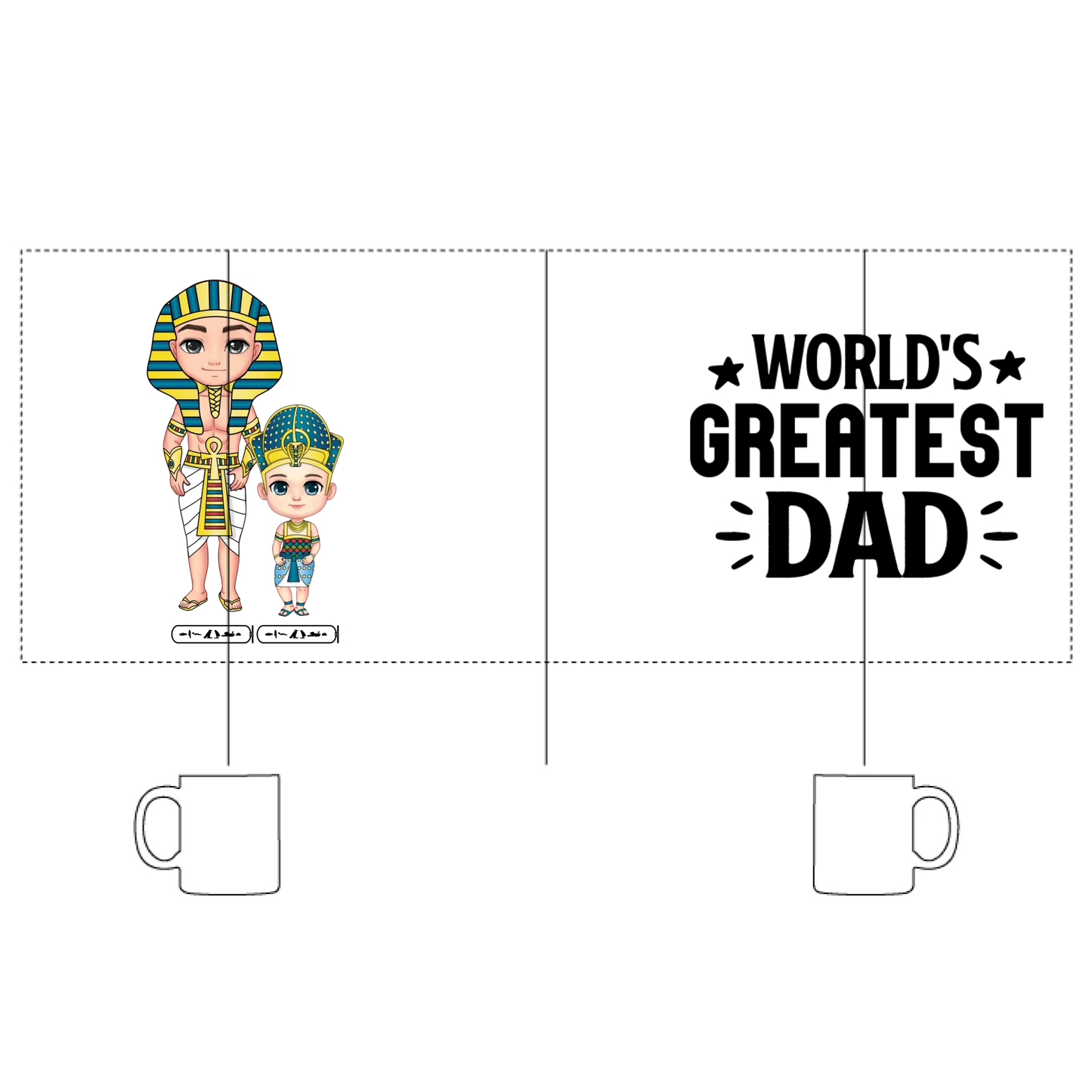 White Glossy Mug | Personalized Pharaoh’s Legacy Father & Kids