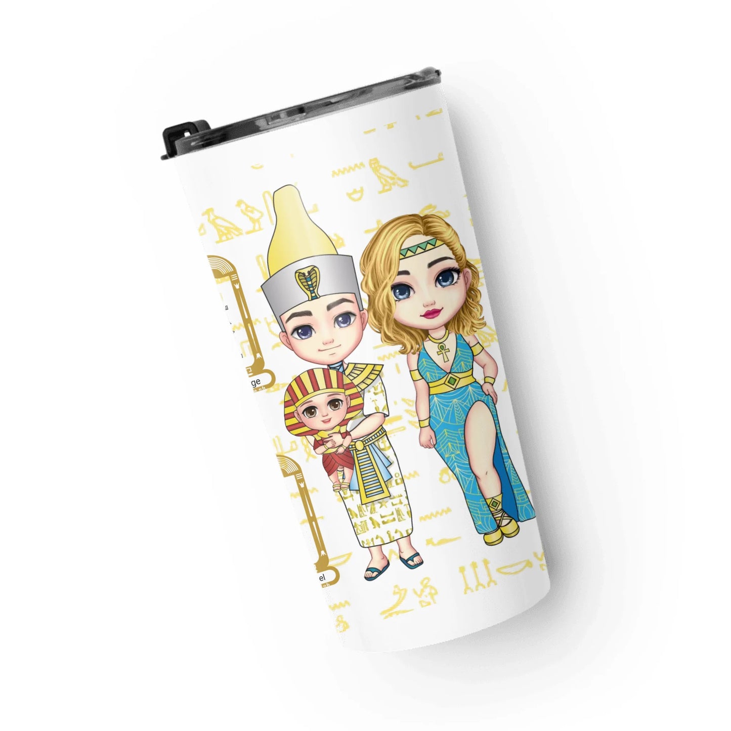Tapered Stainless Steel Tumbler | Custom Egyptian Hieroglyph Newborn Blessing