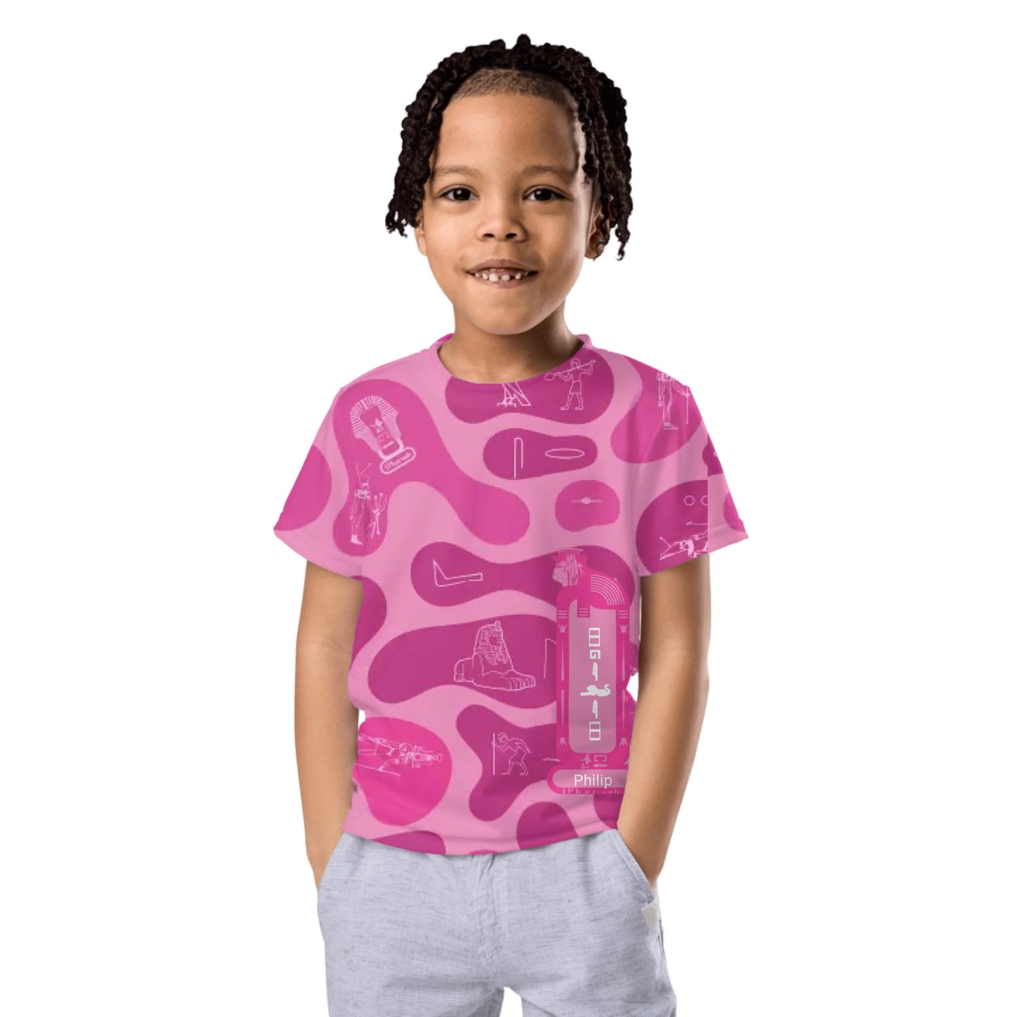 Personalized All-Over Print Kids Crew Neck T-Shirt | Camouflage | Vibrant Lotus