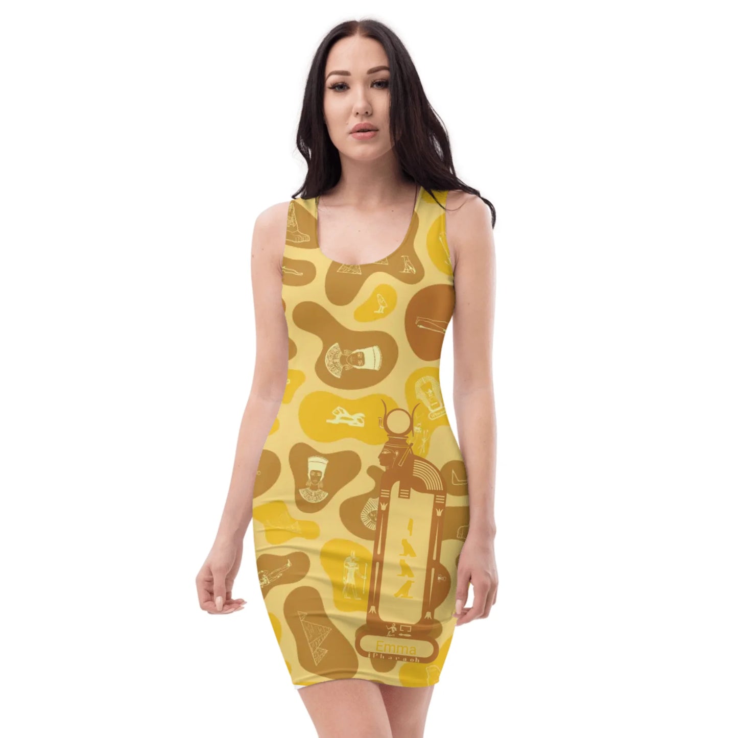 Custom Name Camo Bodycon Dress – Personalized Camouflage Mini Dress | Desert Sand