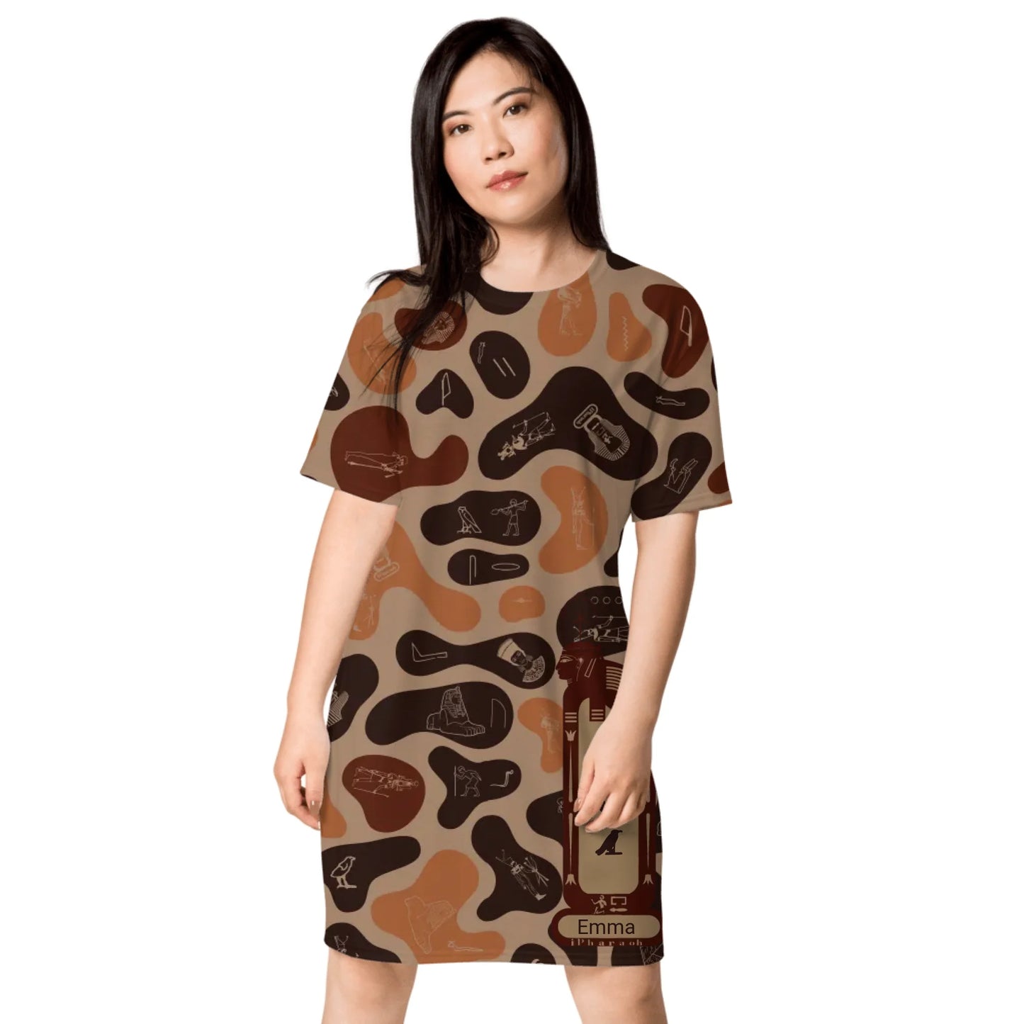 Custom Name T-Shirt Dress – Personalized Camouflage Print Dress | Burnt Sand