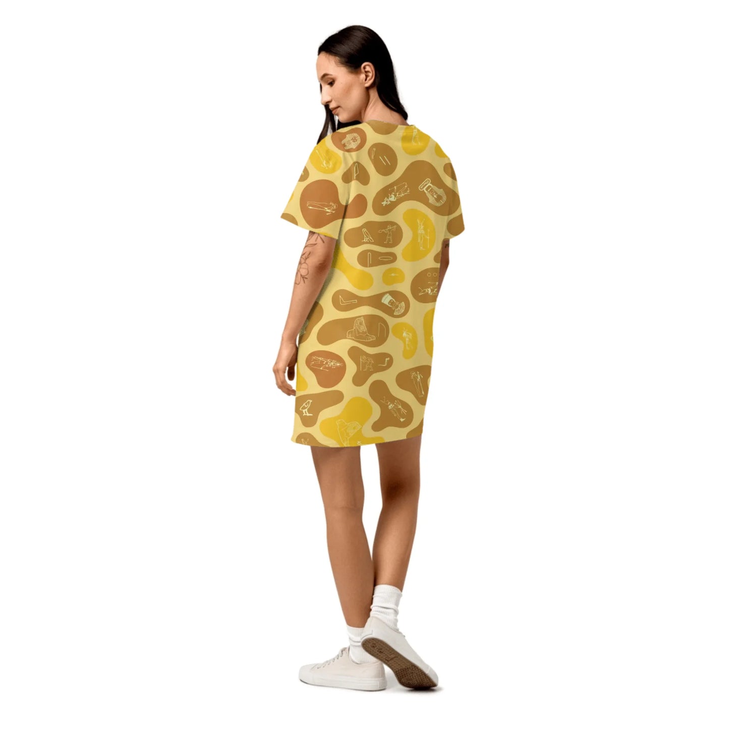 Custom Name T-Shirt Cotton Dress – Personalized Camouflage Print Dress | Desert Sand