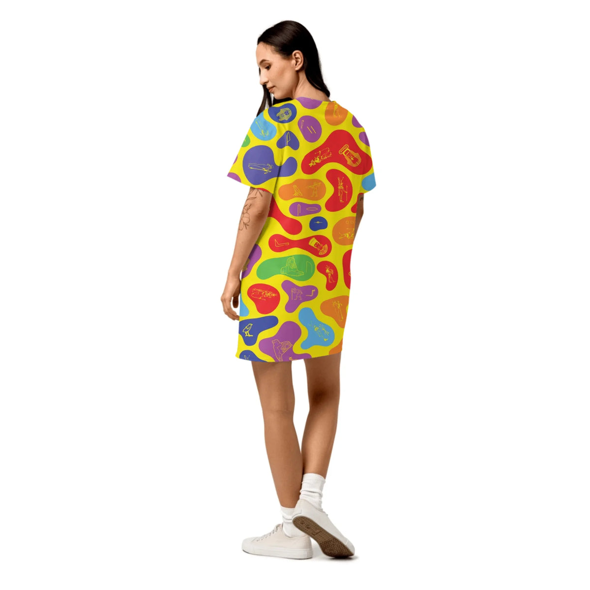 Custom Name T-Shirt Cotton Dress – Personalized Camouflage Print Dress | Prism Spectrum