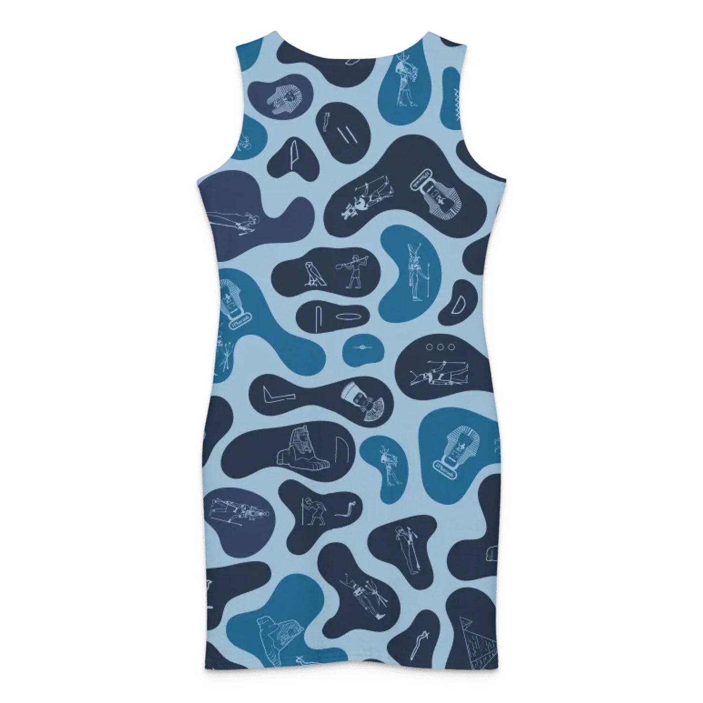 Custom Name Camo Cotton Bodycon Dress – Personalized Camouflage Mini Dress | Deep Ocean