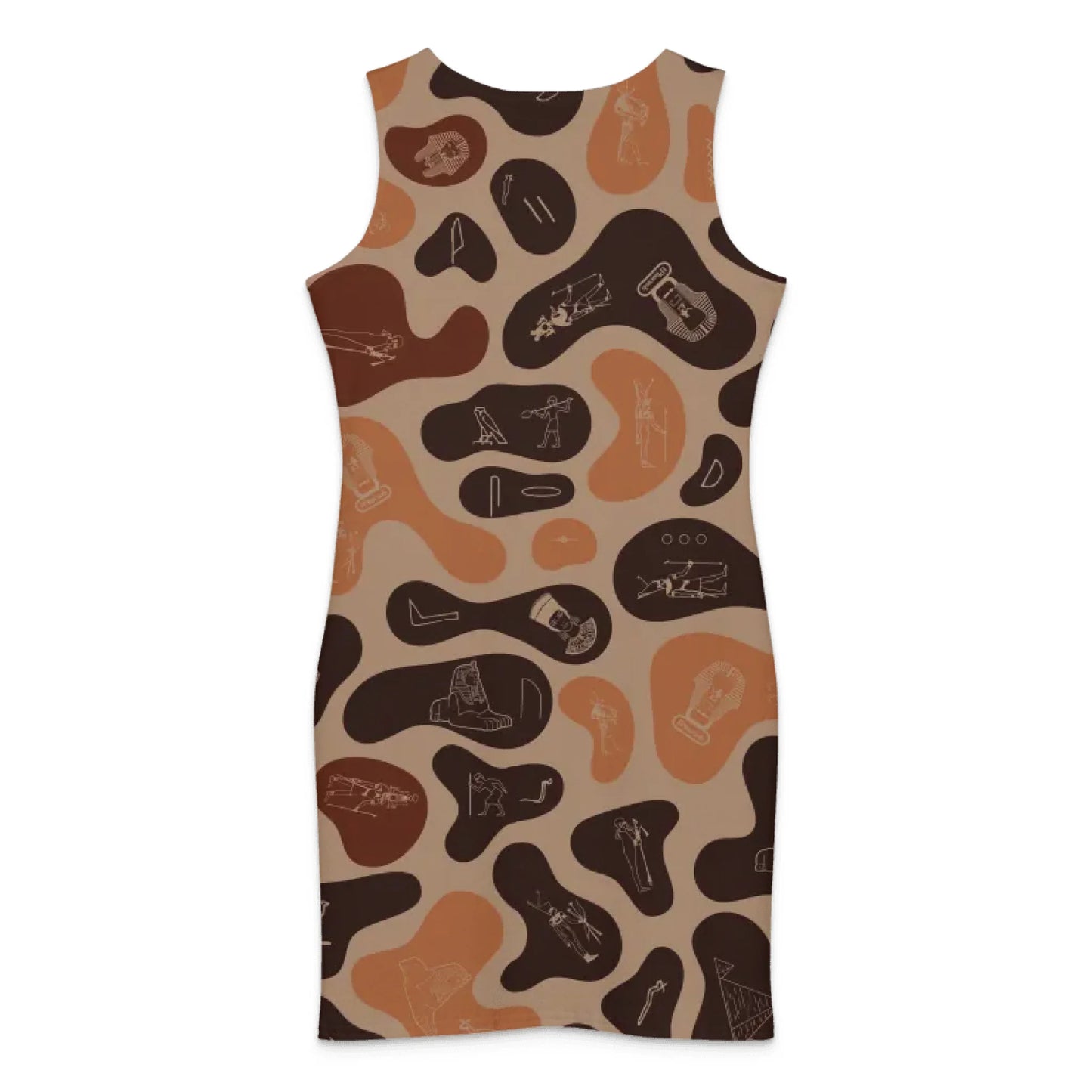 Custom Name Camo Cotton Bodycon Dress – Personalized Camouflage Mini Dress | Burnt Sand