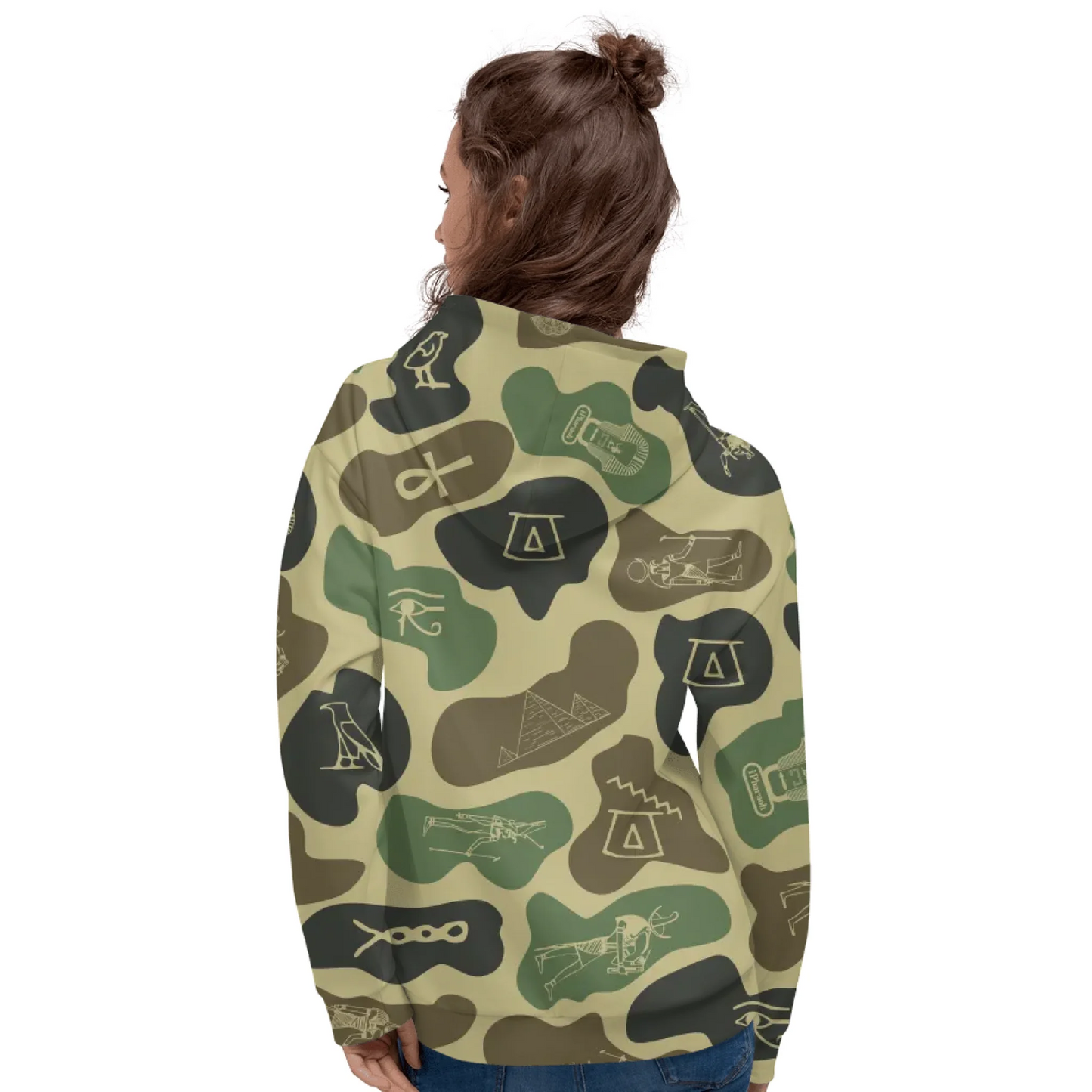 Custom Text Camo Pullover | Personalized Recycled Hoodie | Olive Drab
