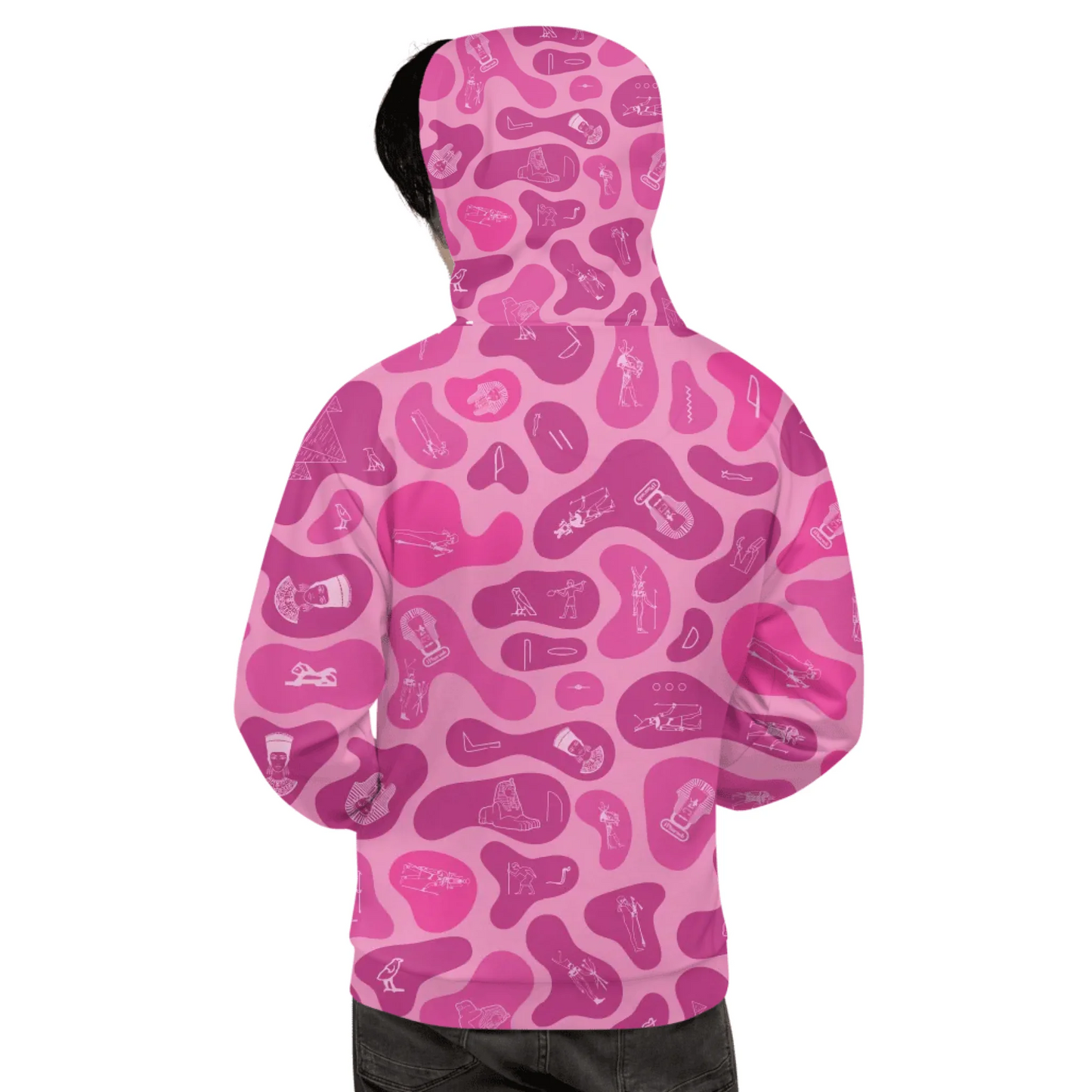 Custom Text Camo Pullover | Personalized Recycled Hoodie | Vibrant Lotus