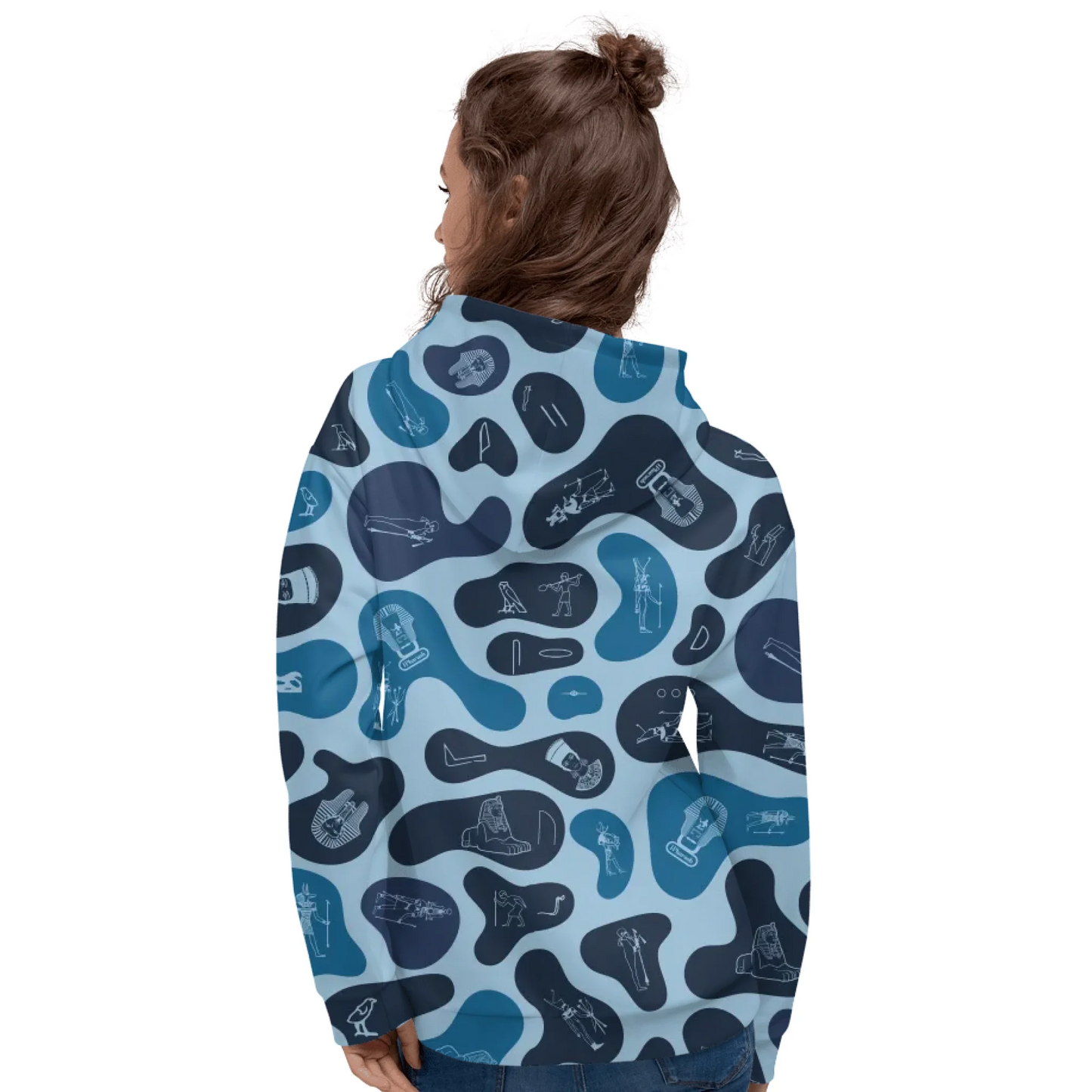 Custom Text Camo Pullover | Personalized Recycled Hoodie | Deep Ocean