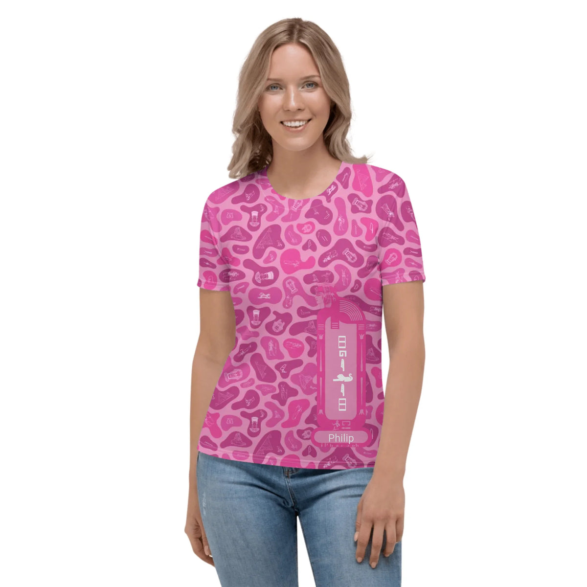 Women's Camo T-Shirt | Personalized Custom Name | Vibrant Lotus