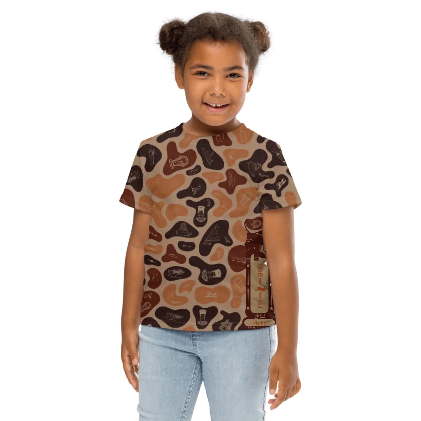 Personalized All-Over Print Kids Crew Neck T-Shirt | Subtle Camo | Burnt Sand