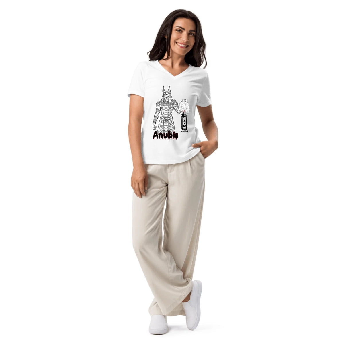 Personalized Spooky Halloween Photo Shirt | Custom Name Horror Tee | Women's Relaxed V-Neck