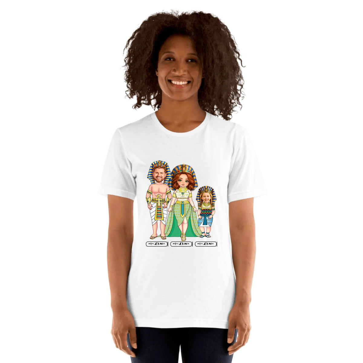 Personalized Chibi Family Portrait T-Shirt - Custom Names for Mom, Dad and Kids