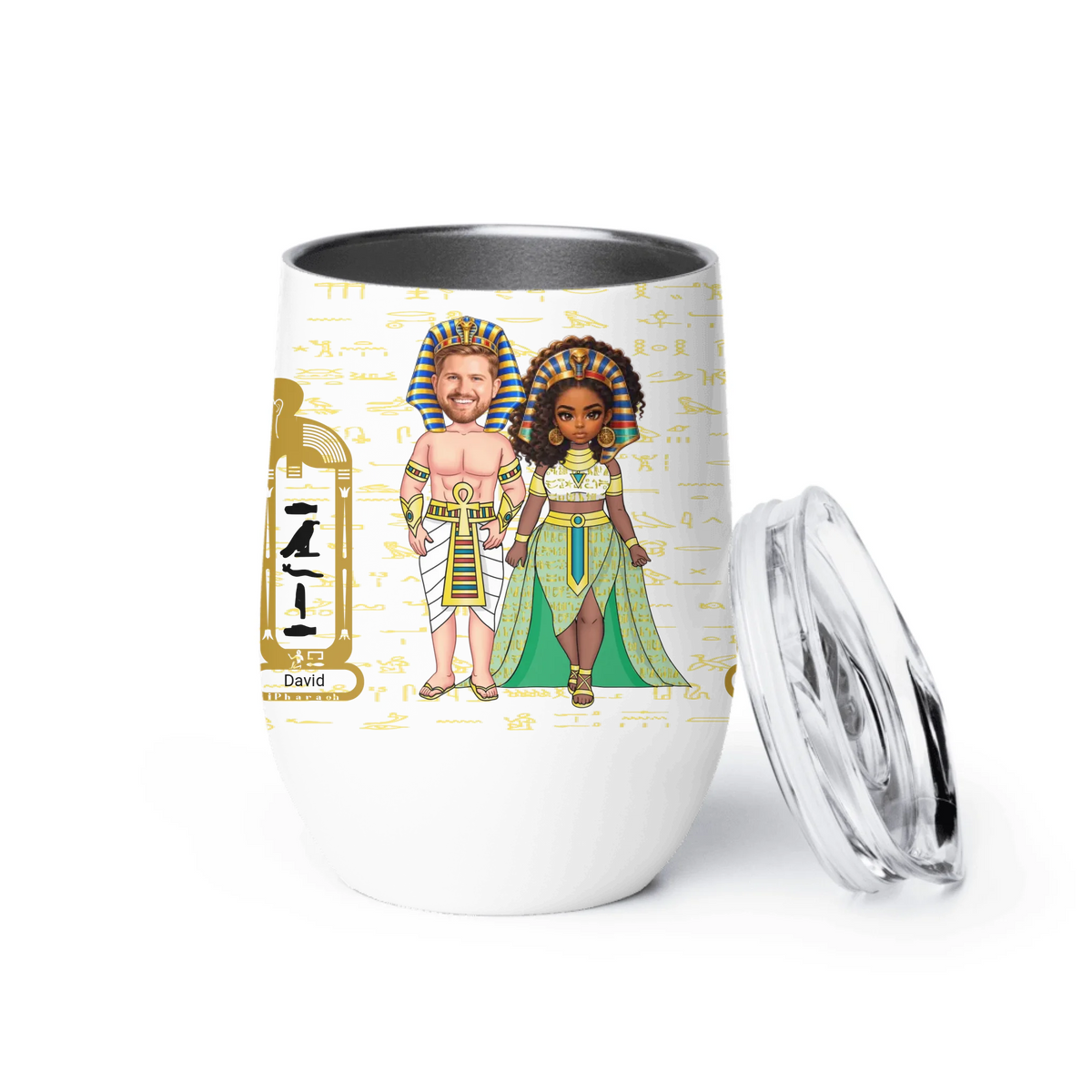 Personalized Couple's Wine Tumbler, Christmas Gift for Couples, Custom Your Name and Custom Face Insulated Wine Tumbler