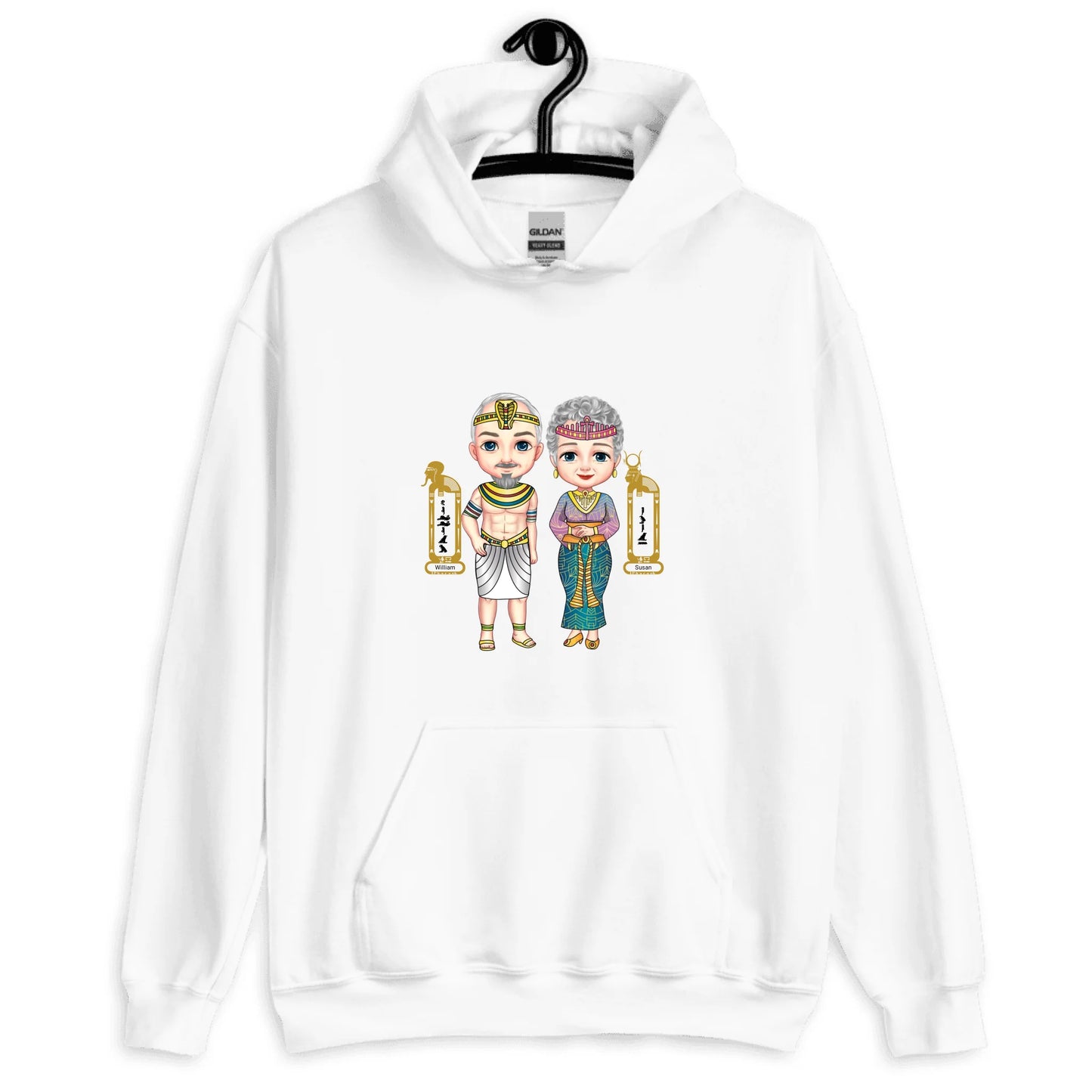 Custom Egyptian Hieroglyph Old Couple & Grandparents Unisex Hoodie