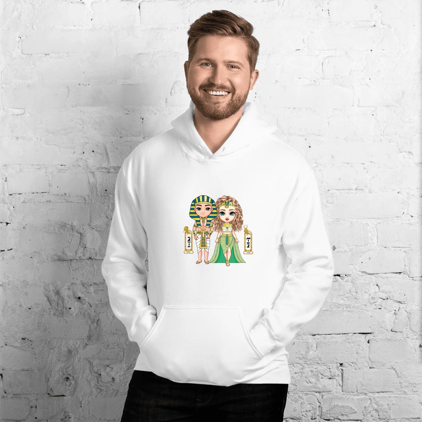 Souls of the Nile: Personalized Egyptian Couple’s Unisex Hoodie