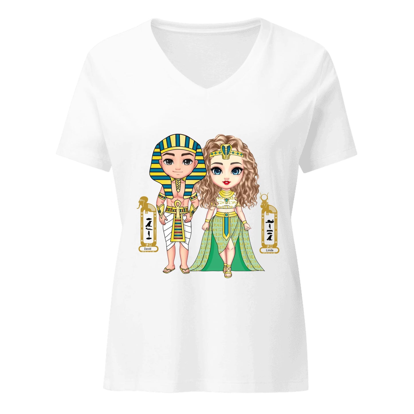 Personalized Egyptian Couple’s Women's Relaxed V-Neck T-Shirt