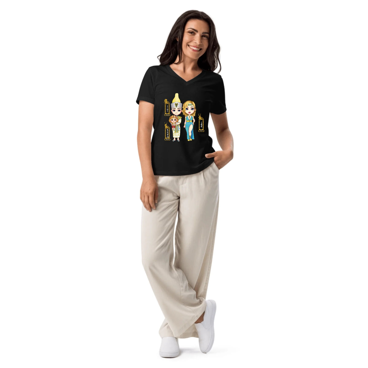 Personalized New Parents & Baby | Women's Relaxed V-Neck T-Shirt