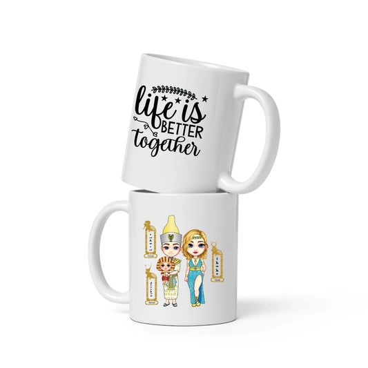 White Glossy Mug | Custom Egyptian Hieroglyph Newborn Blessing