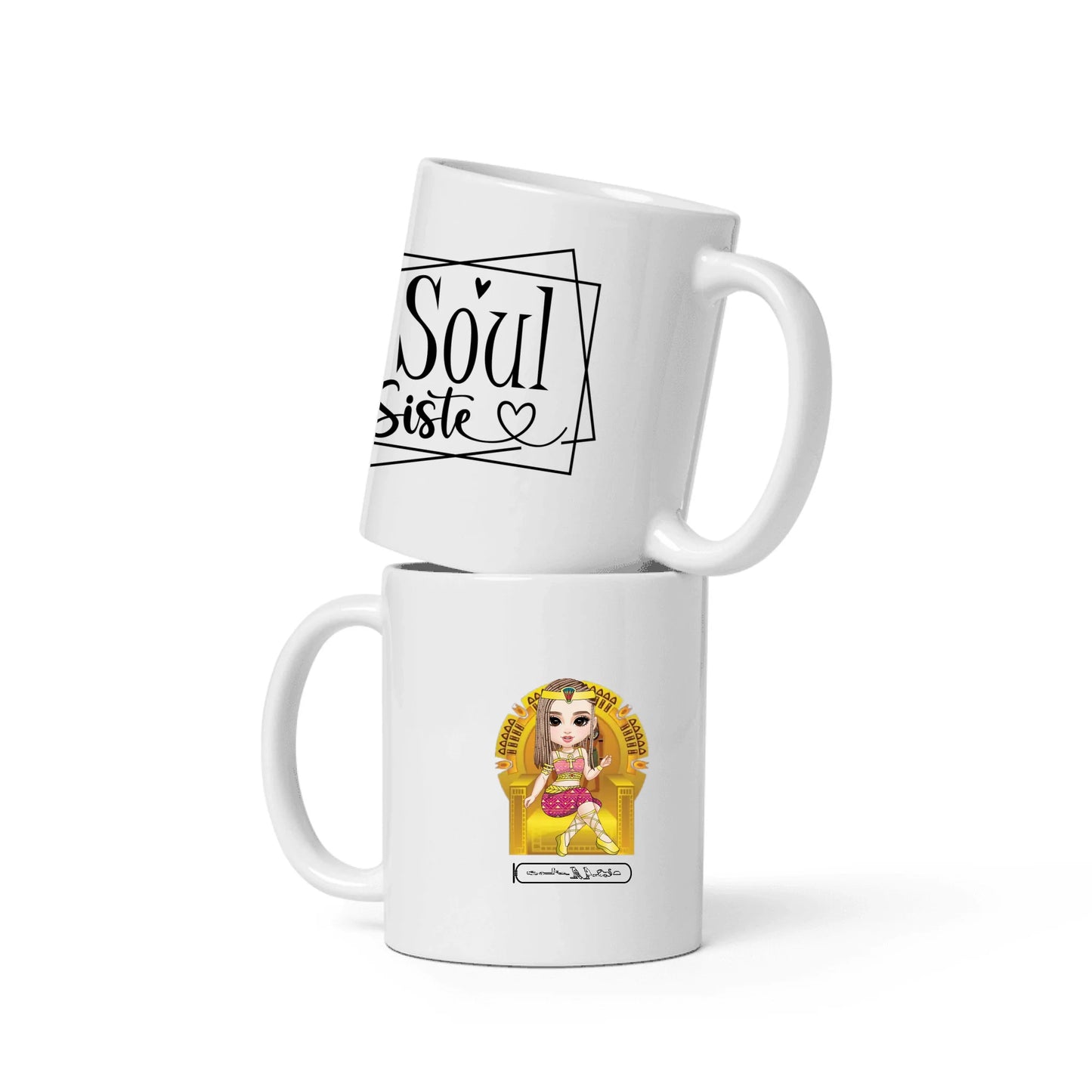 White Glossy Mug | Personalized Eternal Bestie Bond Egyptian Edition