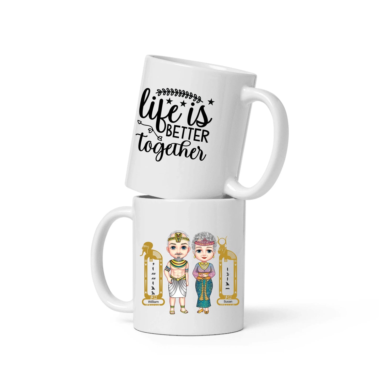White Glossy Mug | Personalized Timeless Love Egyptian Grandparents Edition