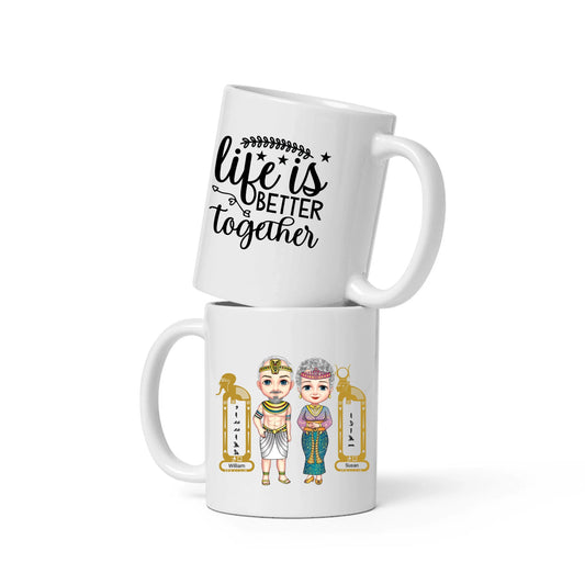 White Glossy Mug | Personalized Timeless Love Egyptian Grandparents Edition