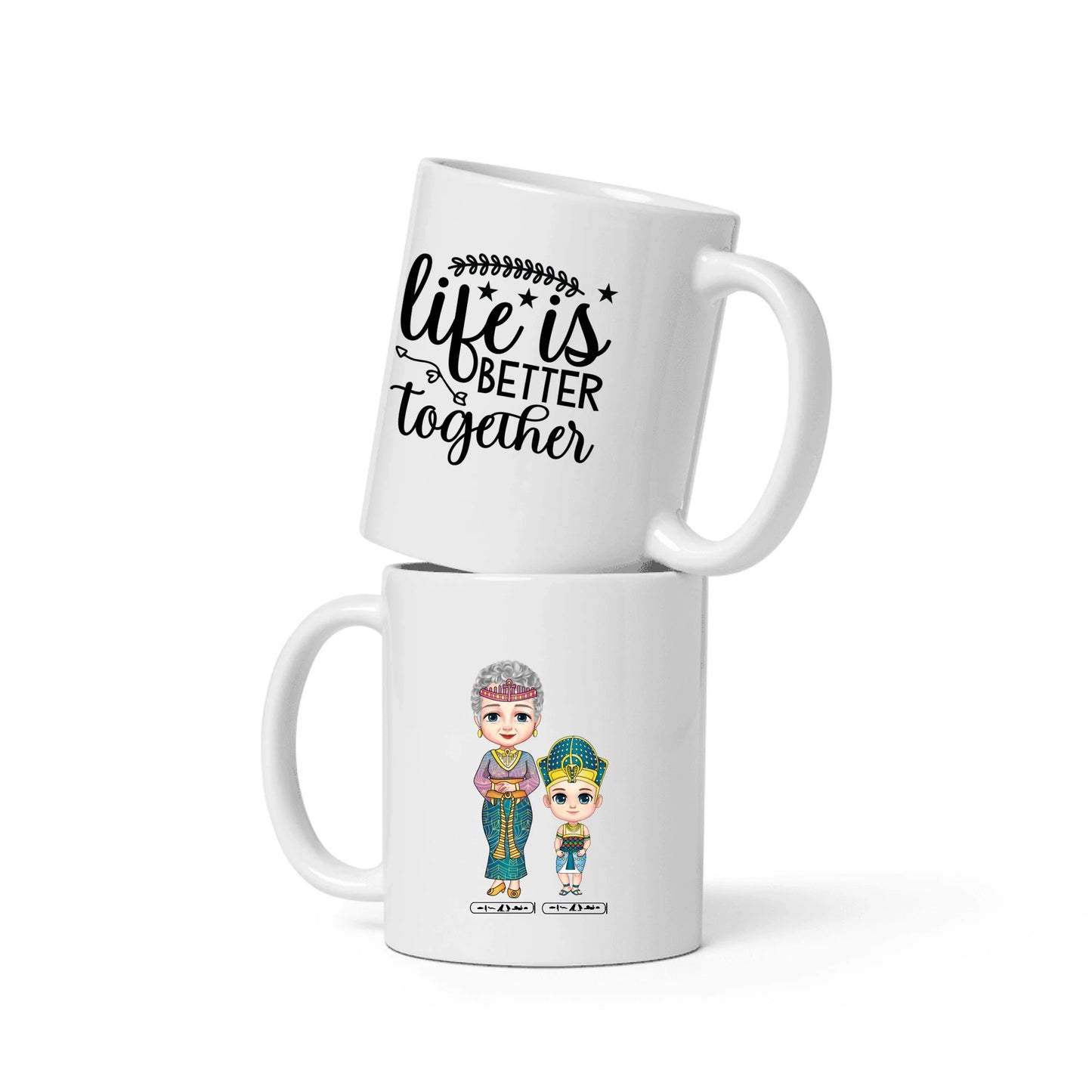 White Glossy Mug | Custom Hieroglyph Grandma’s Legacy Gift