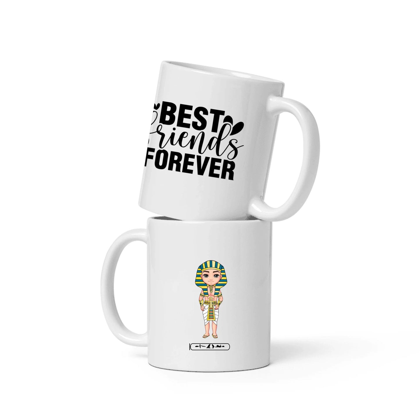 White Glossy Mug | Personalized Eternal Sibling Bond Egyptian Edition