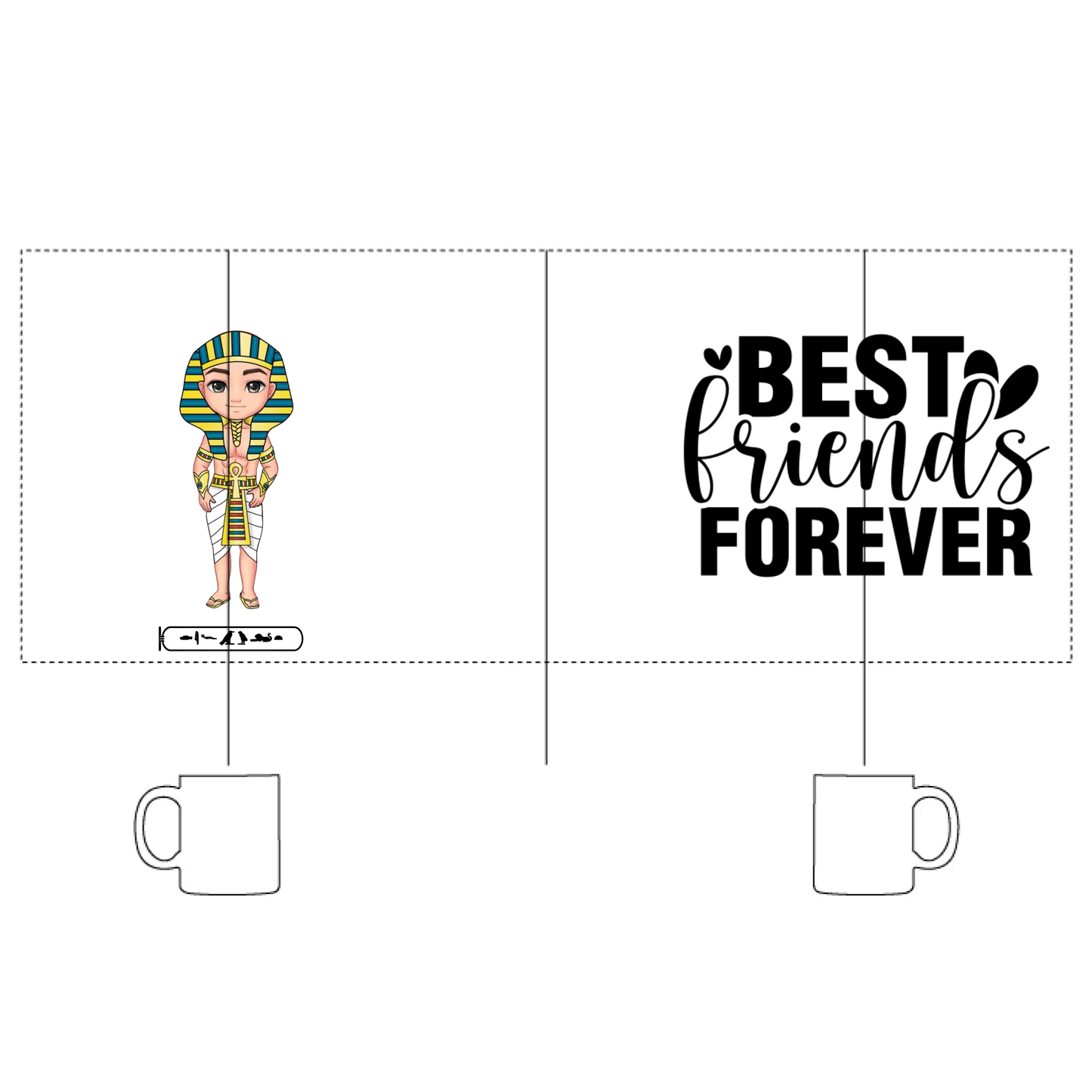 White Glossy Mug | Personalized Eternal Sibling Bond Egyptian Edition