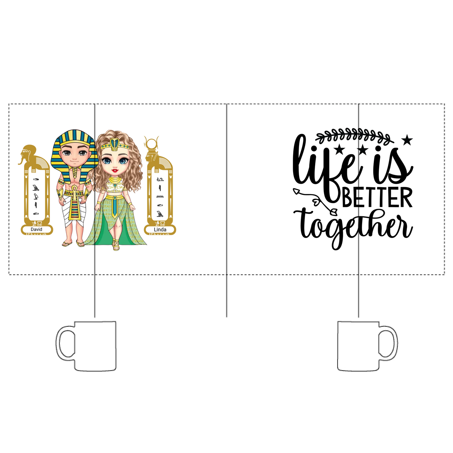 White Glossy Mug | Personalized Egyptian Hieroglyph Romantic Keepsake