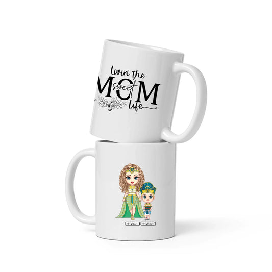 White Glossy Mug | Custom Hieroglyph Matriarch’s Legacy Gift