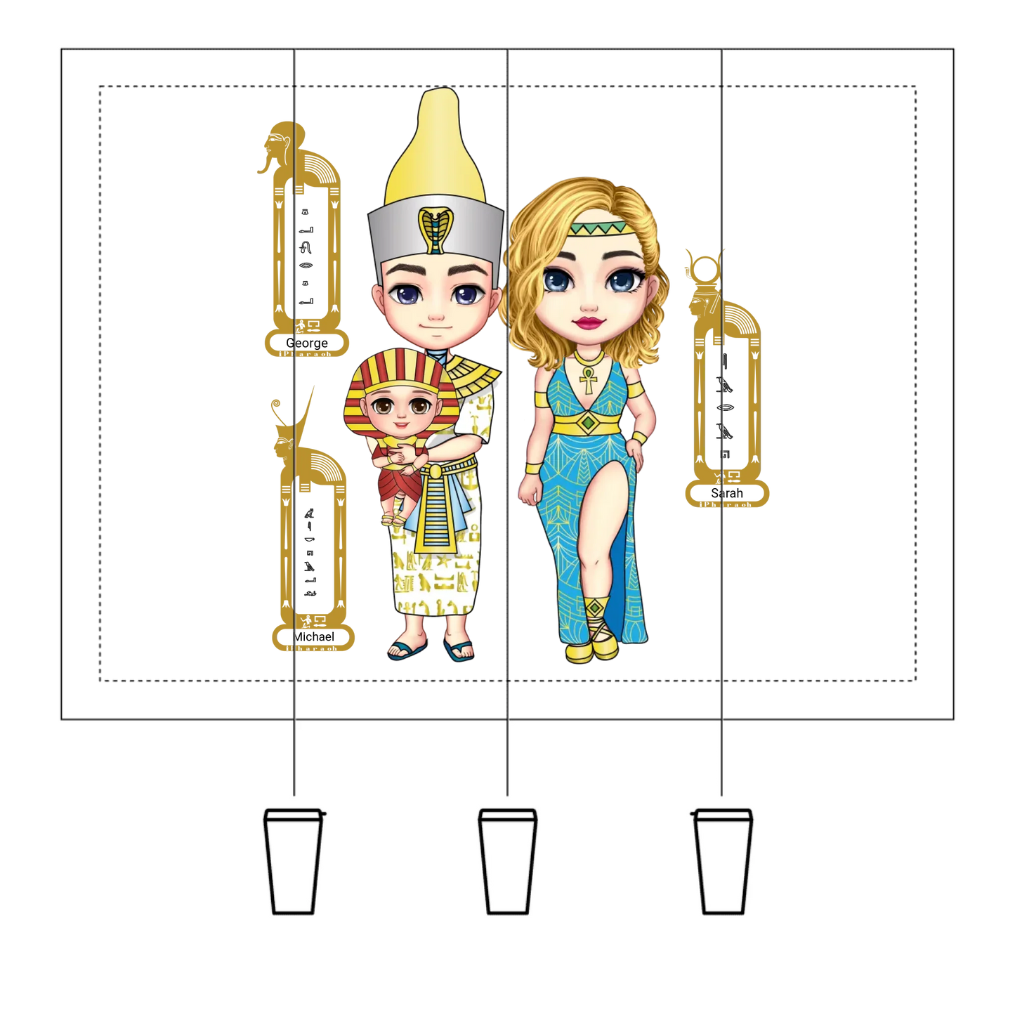 Tapered Stainless Steel Tumbler | Custom Egyptian Hieroglyph Newborn Blessing
