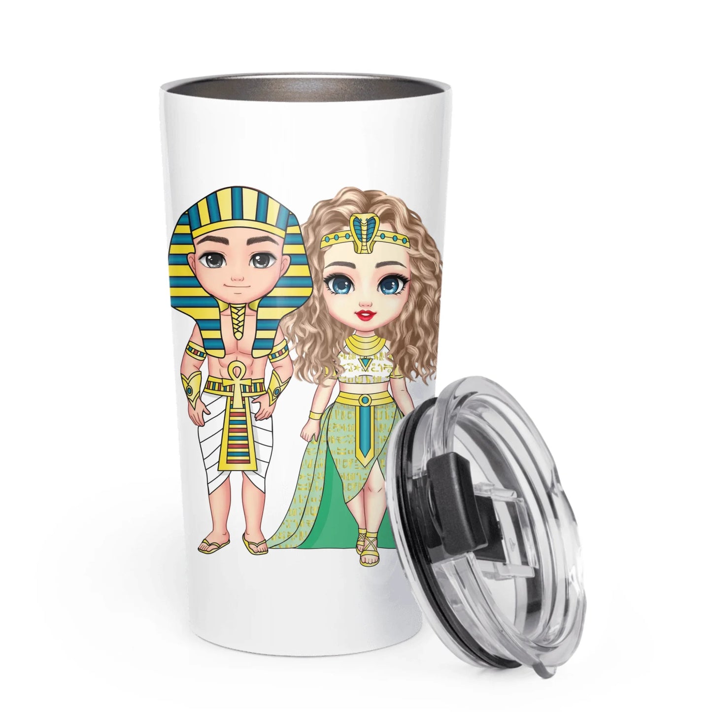 Tapered Stainless Steel Tumbler | Eternal Pharaoh & Queen Custom Love Travel Mug