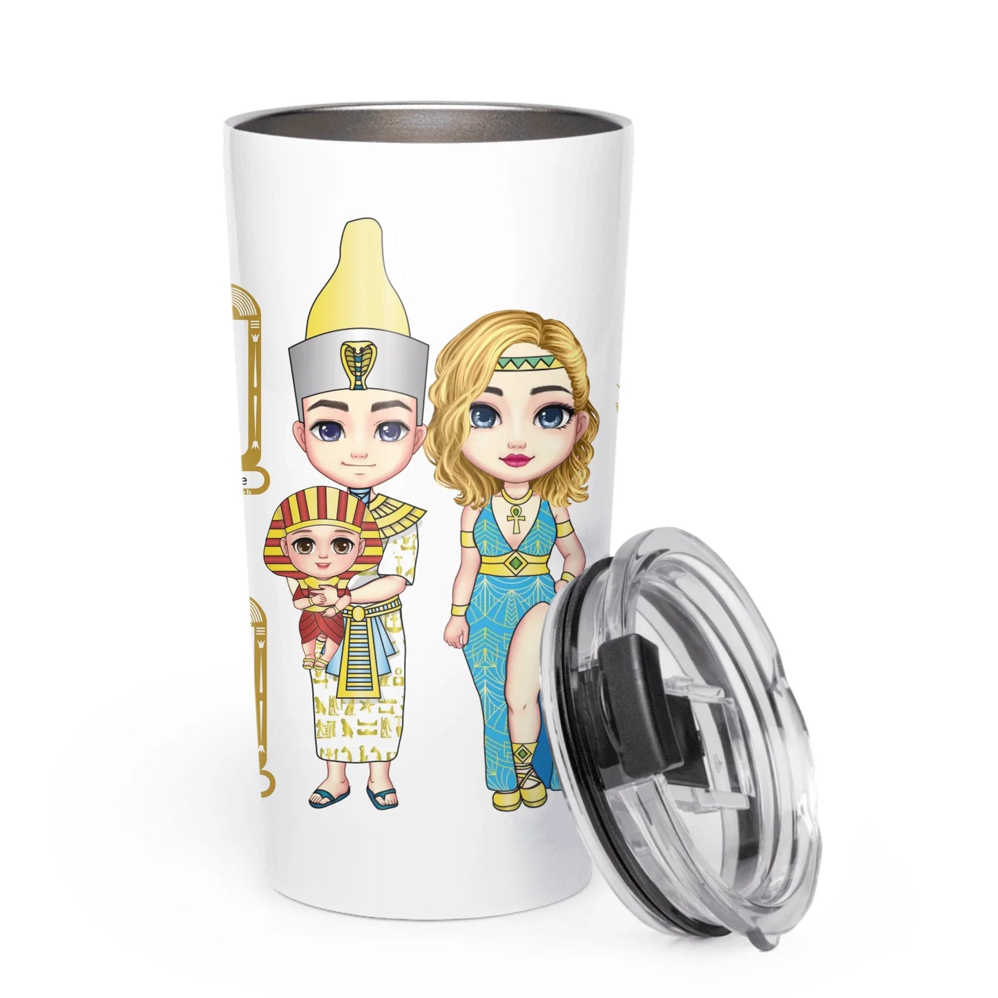 Tapered Stainless Steel Tumbler | Custom Egyptian Hieroglyph Newborn Blessing