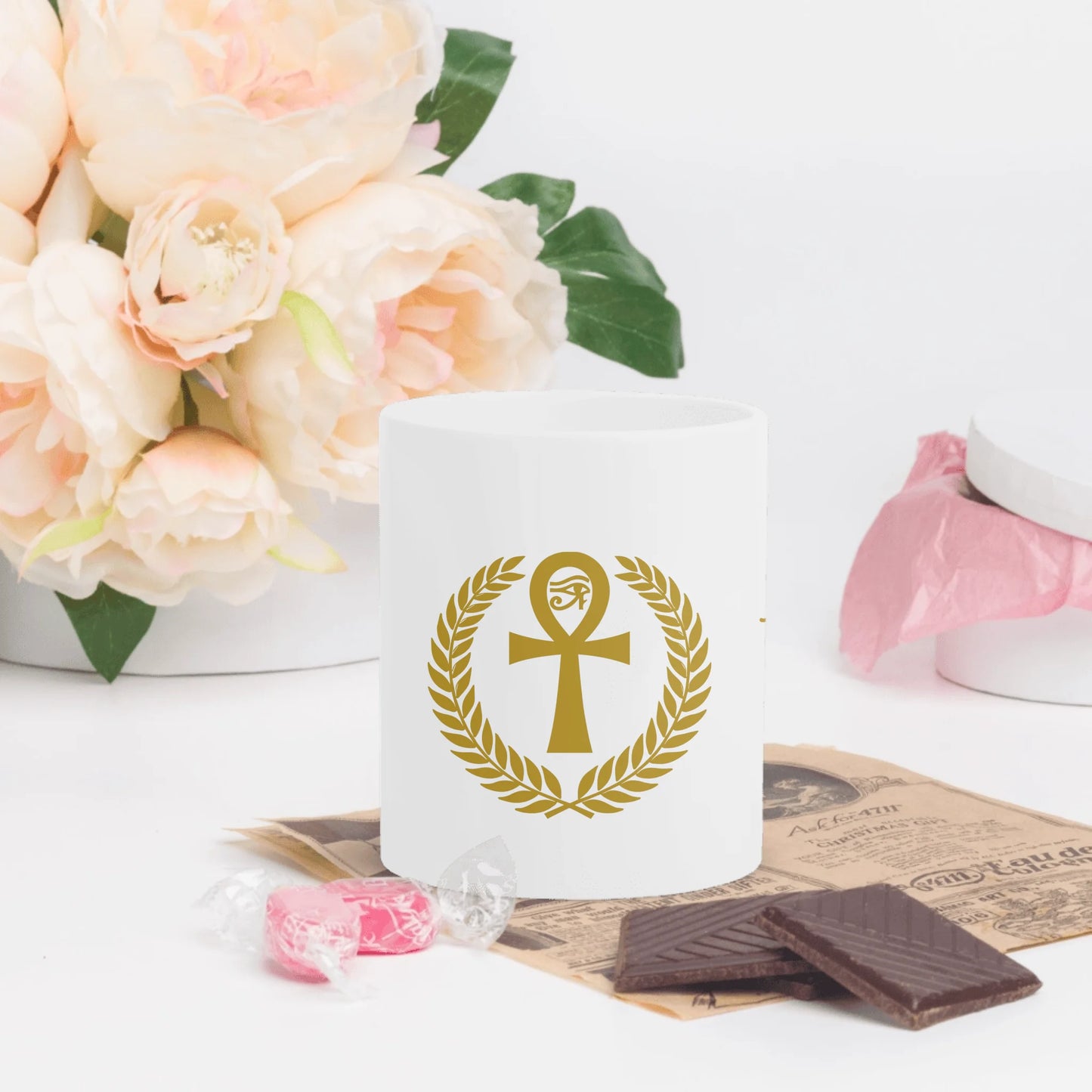 White Glossy Mug | Personalized Timeless Love Egyptian Grandparents Edition
