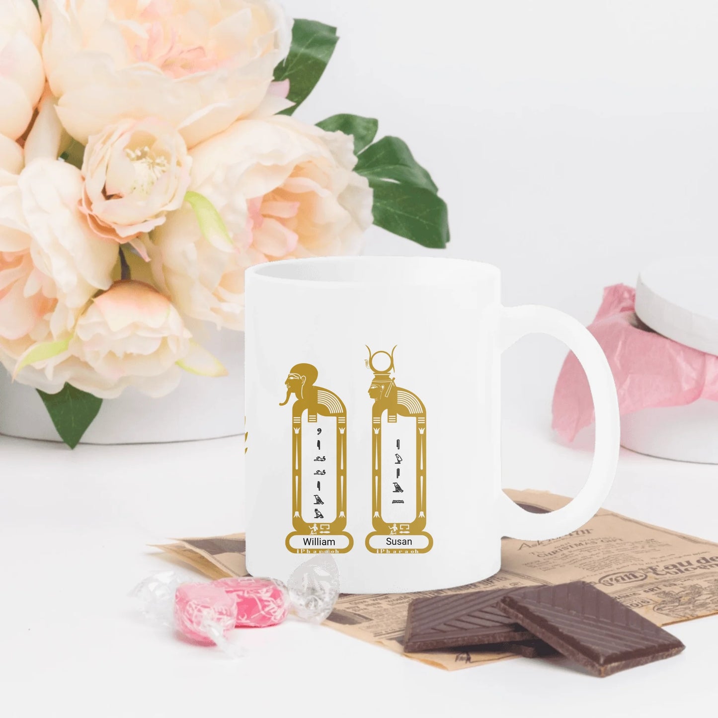 White Glossy Mug | Personalized Timeless Love Egyptian Grandparents Edition