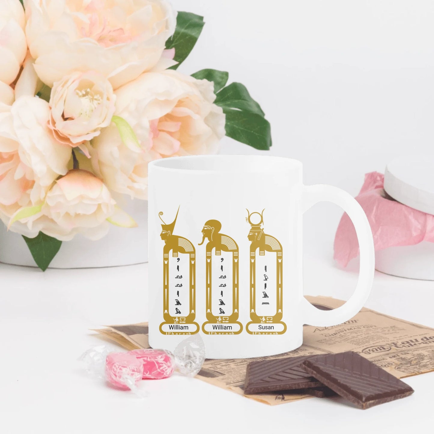 White Glossy Mug | Personalized Pharaoh’s Legacy Family