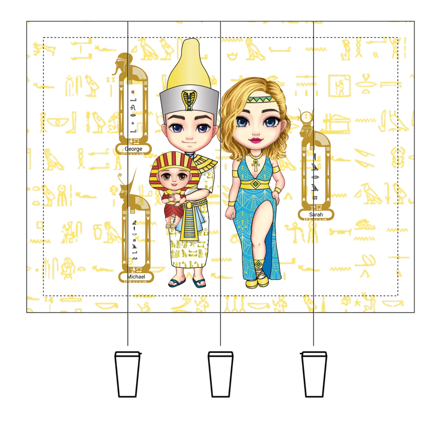 Tapered Stainless Steel Tumbler | Custom Egyptian Hieroglyph Newborn Blessing