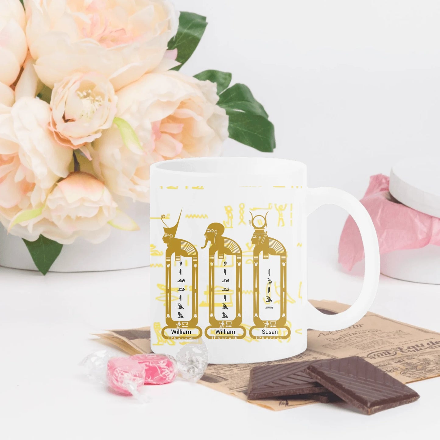 White Glossy Mug | Personalized Pharaoh’s Legacy Family