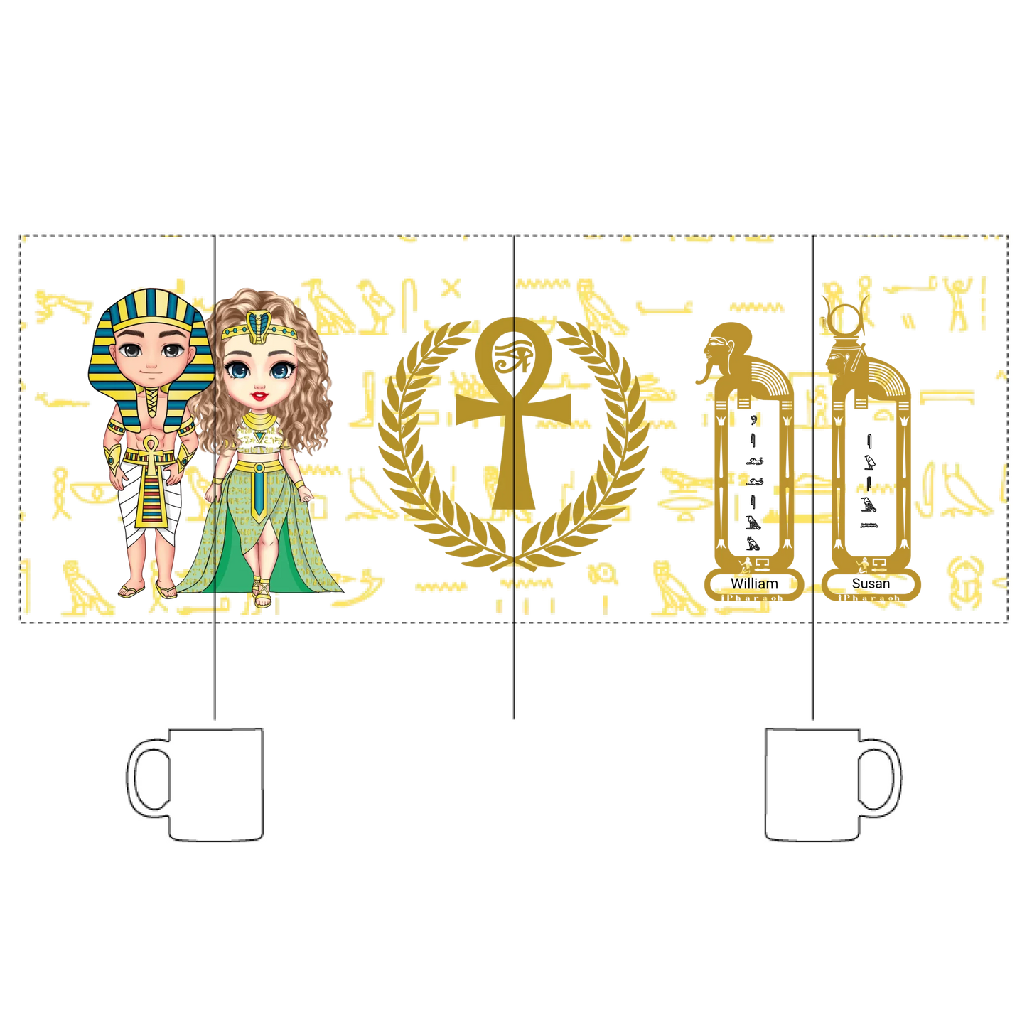 White Glossy Mug | Personalized Egyptian Hieroglyph Romantic Keepsake