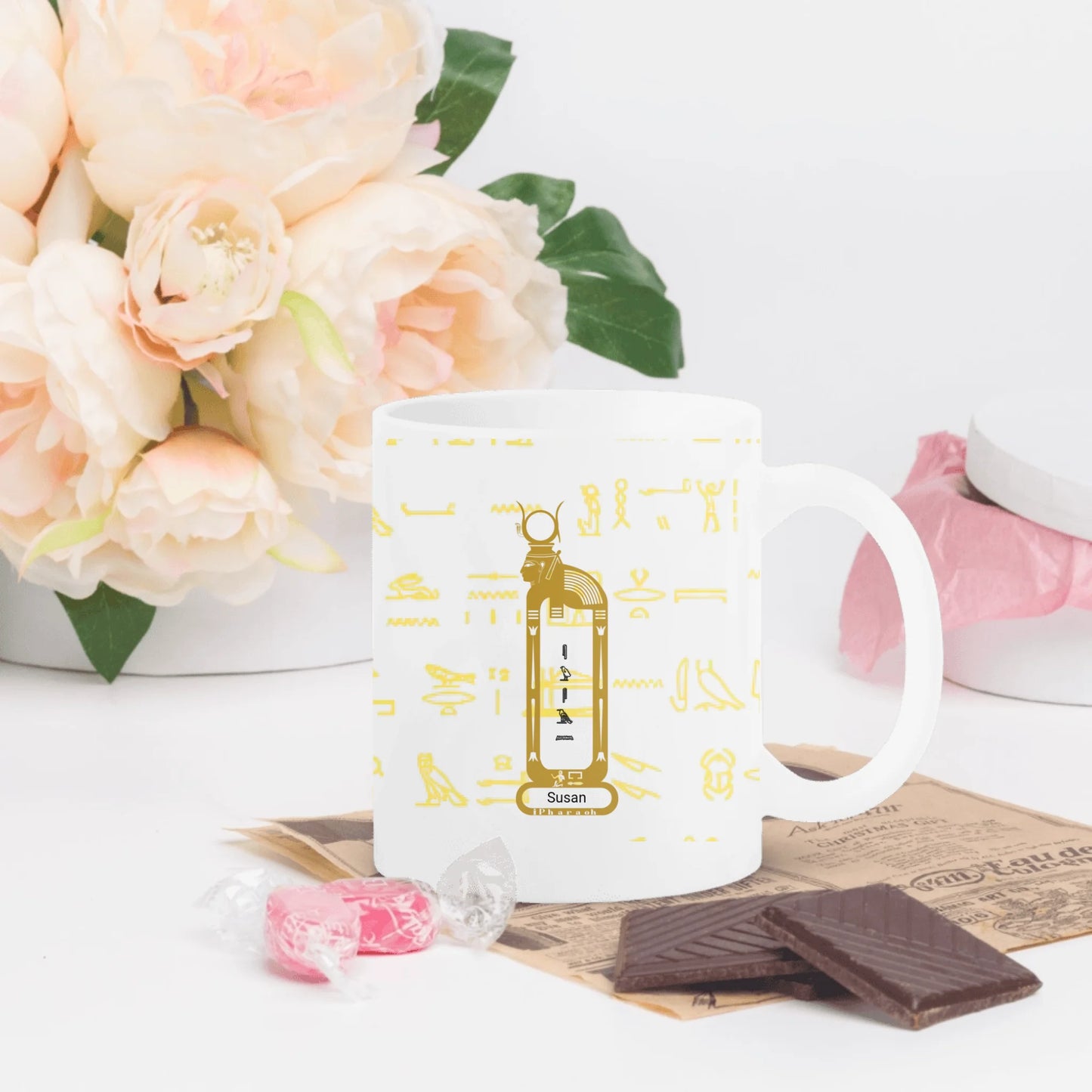 White Glossy Mug | Personalized Eternal Bestie Bond Egyptian Edition