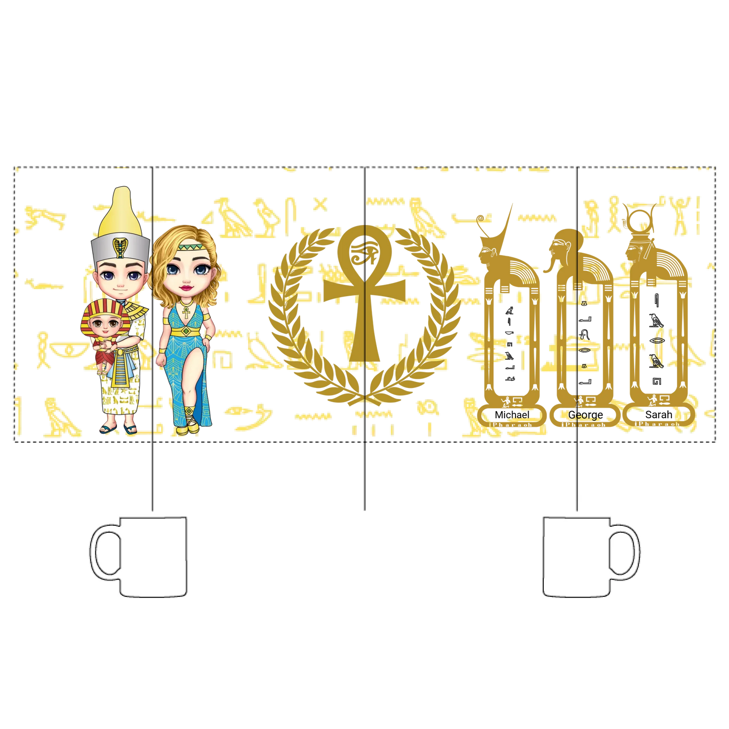 White Glossy Mug | Custom Egyptian Hieroglyph Newborn Blessing