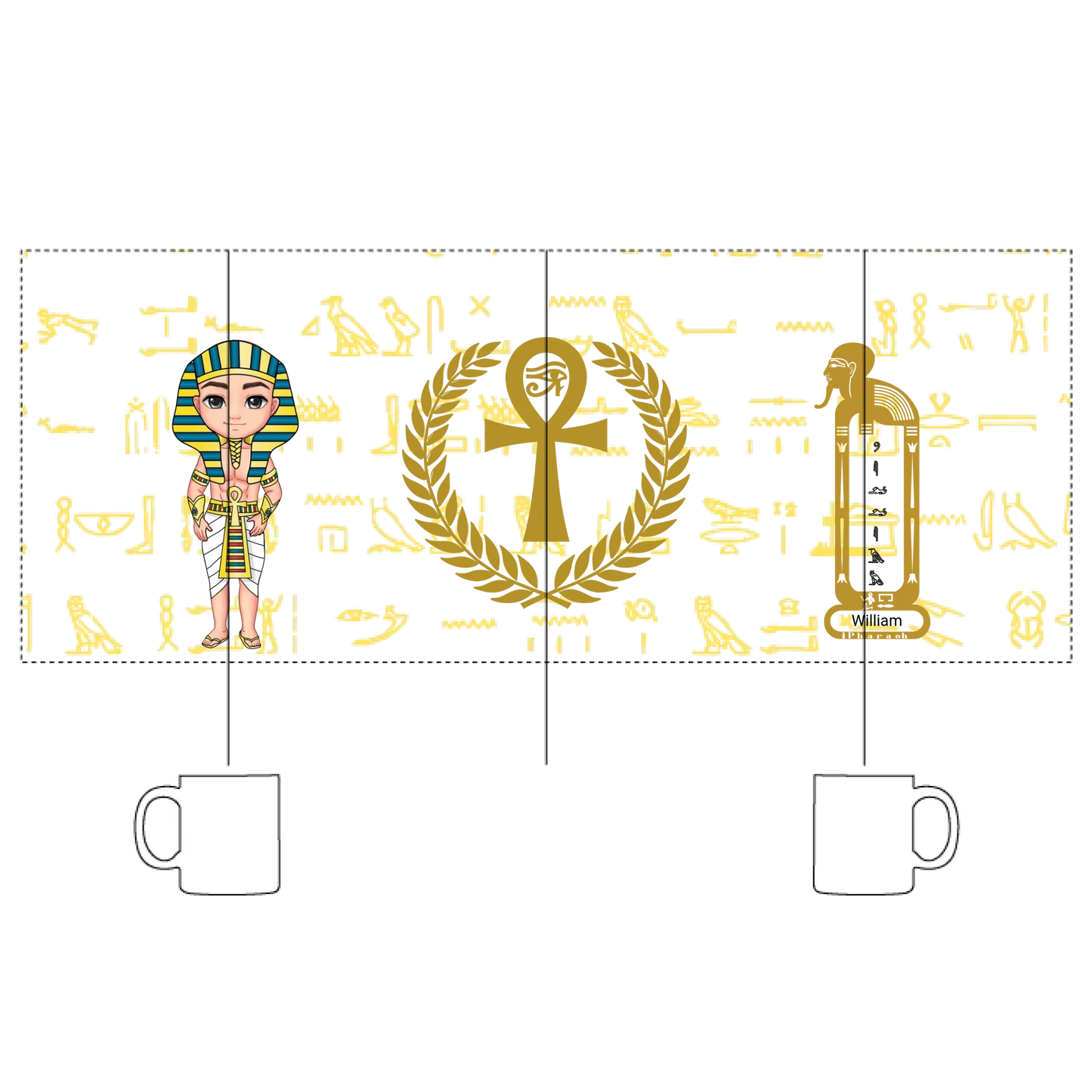 White Glossy Mug | Personalized Eternal Sibling Bond Egyptian Edition