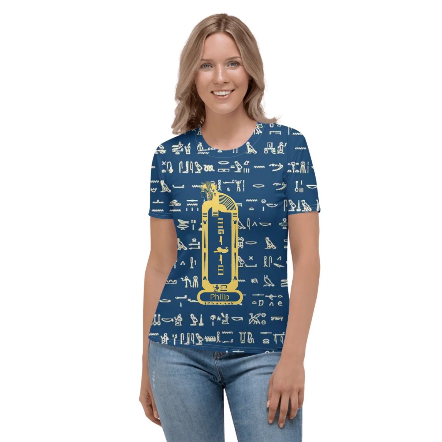 Custom All-Over Print Women’s Crew Neck T-Shirt | Soft Stretch Tee | Neon Sunshine Bliss