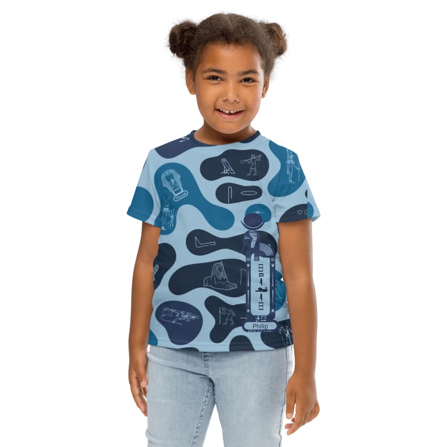 Personalized All-Over Print Kids Crew Neck T-Shirt | Camouflage | Deep Ocean