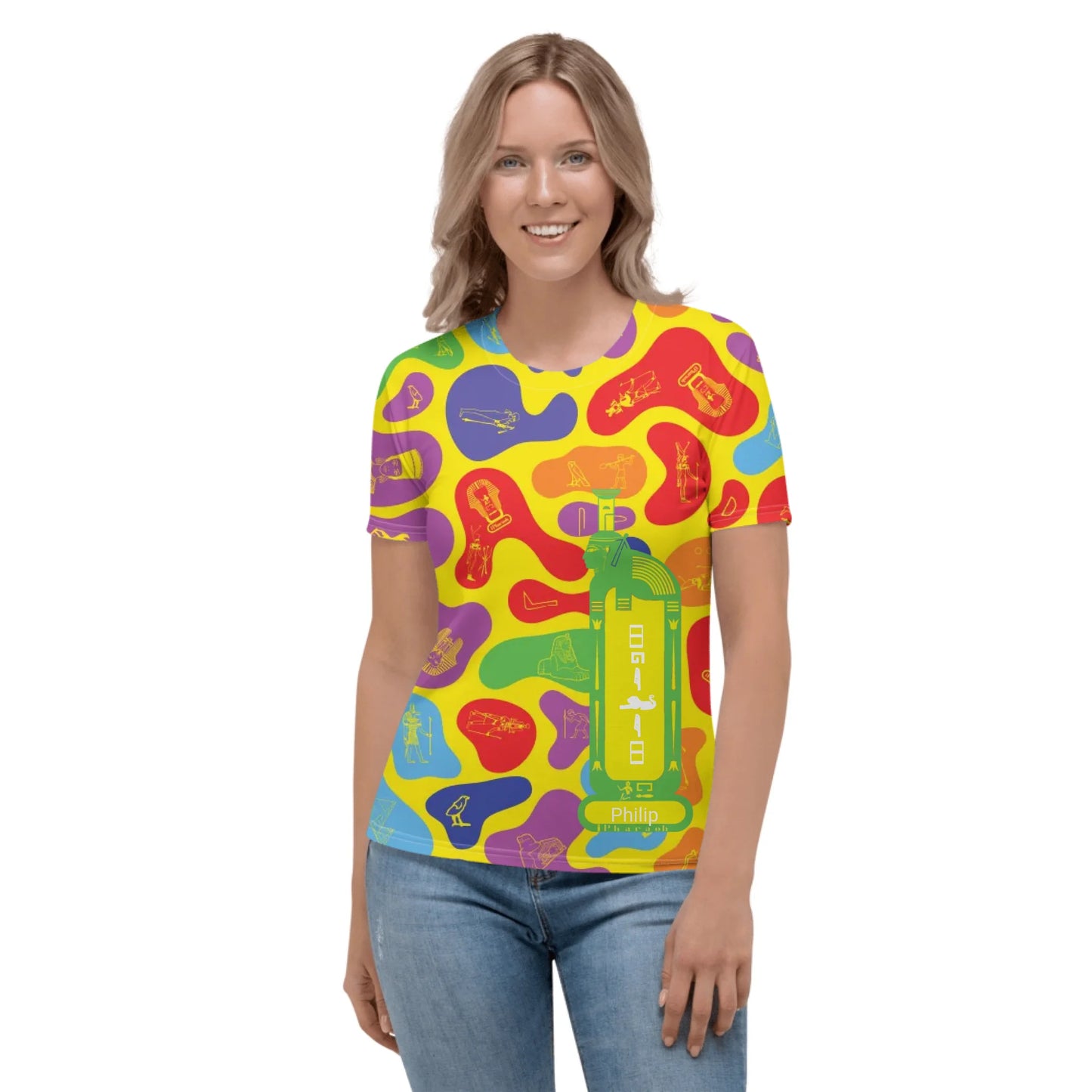 Personalized All-Over Print Women's Crew Neck T-Shirt | Camouflage | Prism Spectrum