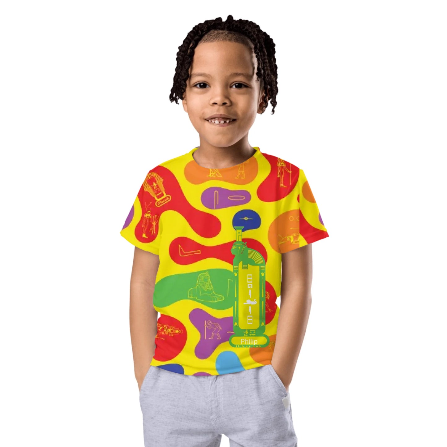 Personalized All-Over Print Kids Crew Neck T-Shirt | Camouflage | Prism Spectrum