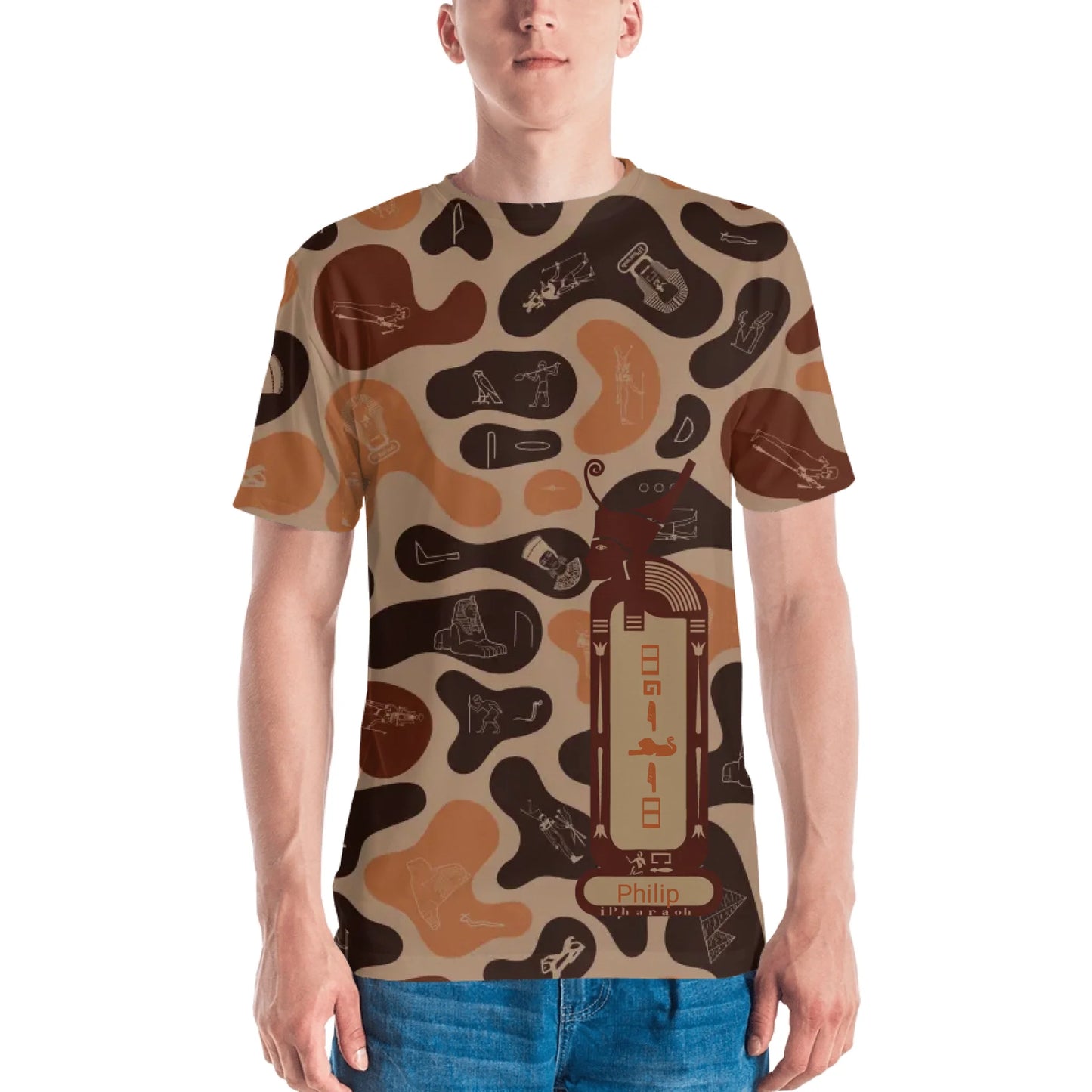 Personalized All-Over Print Men's Crew Neck T-Shirt | Camouflage | Burnt Sand