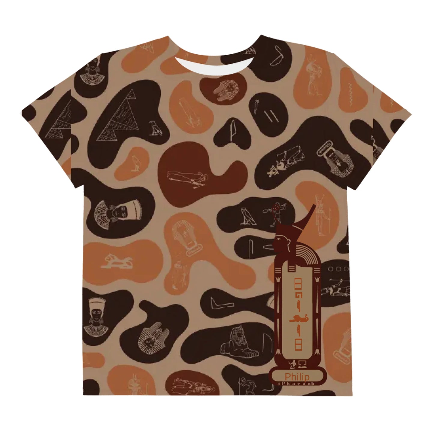 Personalized All-Over Print Youth Crew Neck T-shirt | Camouflage | Burnt Sand
