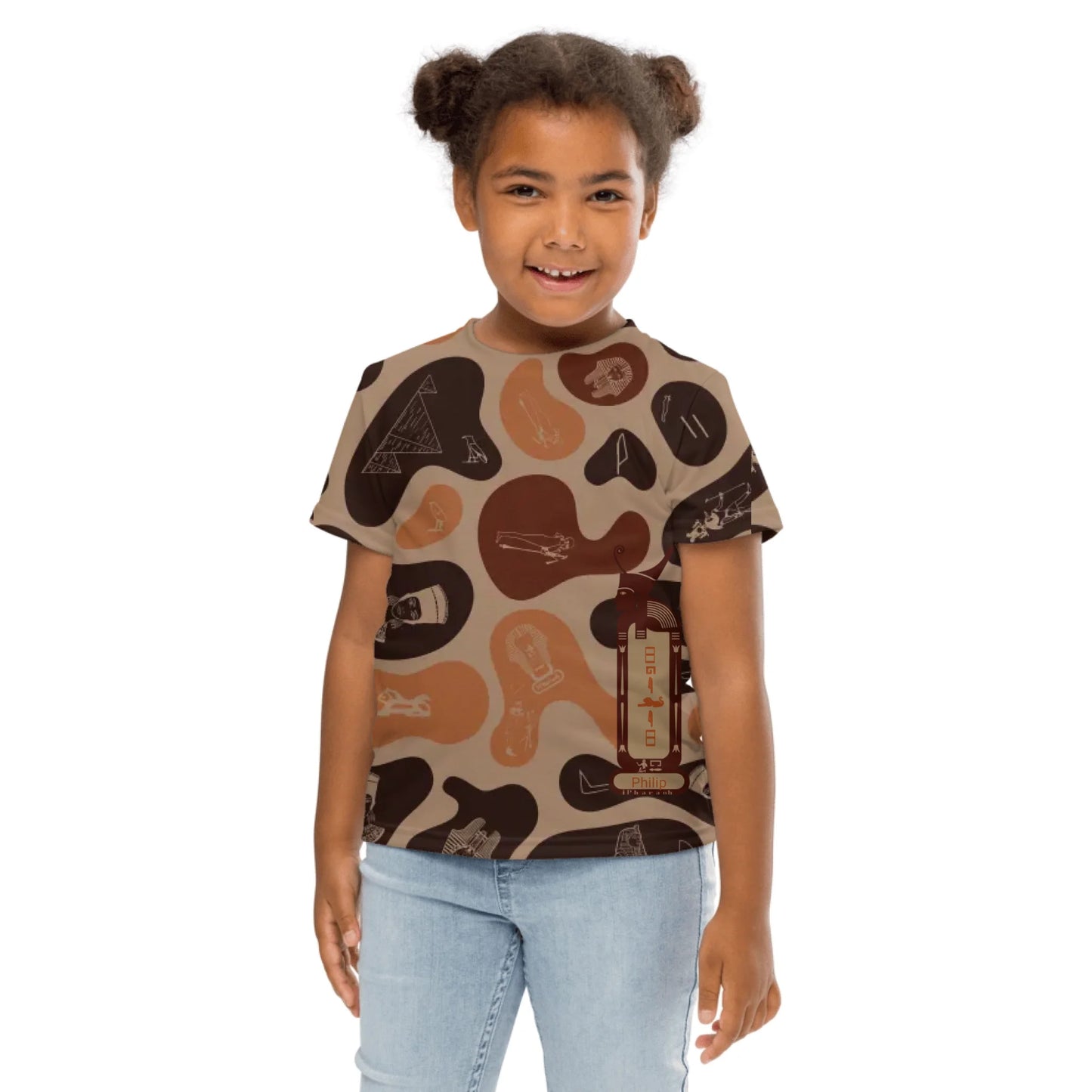 Personalized All-Over Print Kids Crew Neck T-Shirt | Camouflage | Burnt Sand